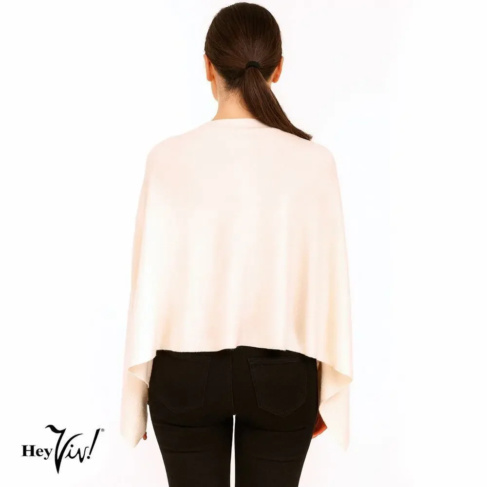 Ivory Button Shawl Shrug Wrap 60